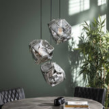 Hängelampe Rocks DH Innenraum verchromt LxBxH 91x41x37 Glas Stimmungsvolles Foto diagonale Vorderansicht