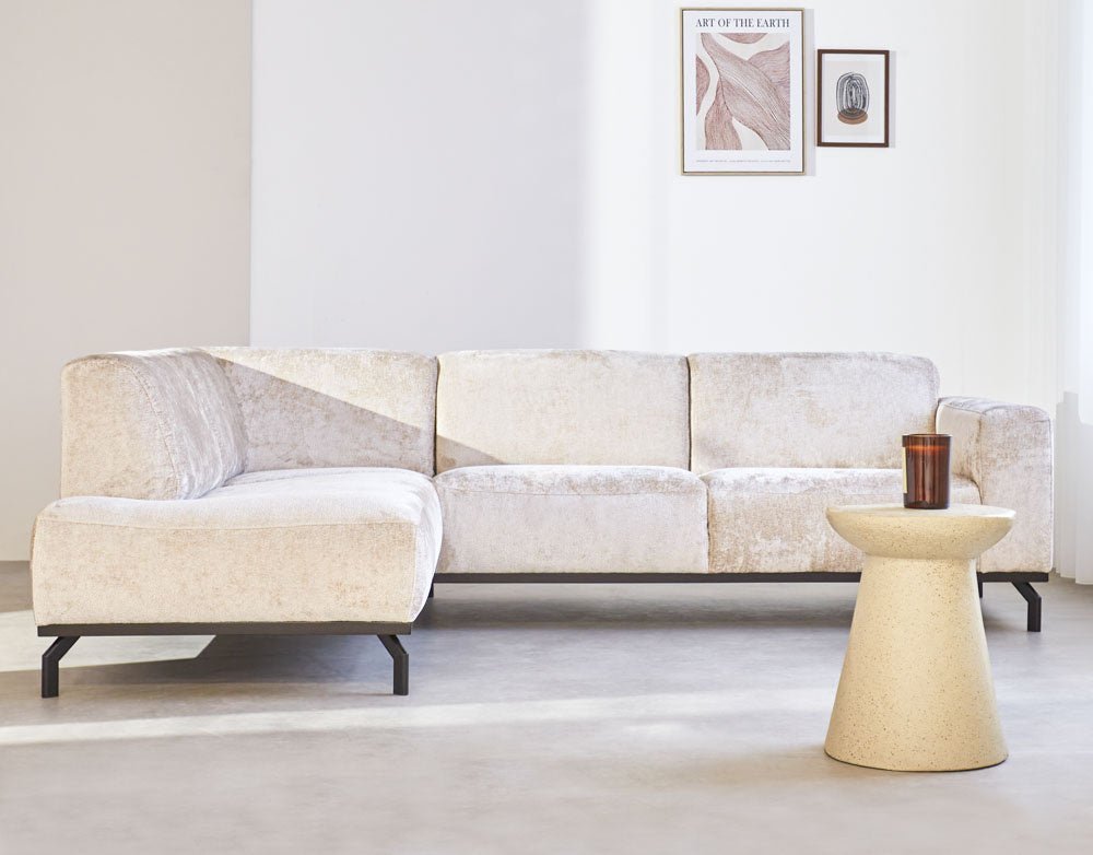 Sofa Chloe DeGeBe Beige Stoff Umgebungsfoto, Vorderansicht