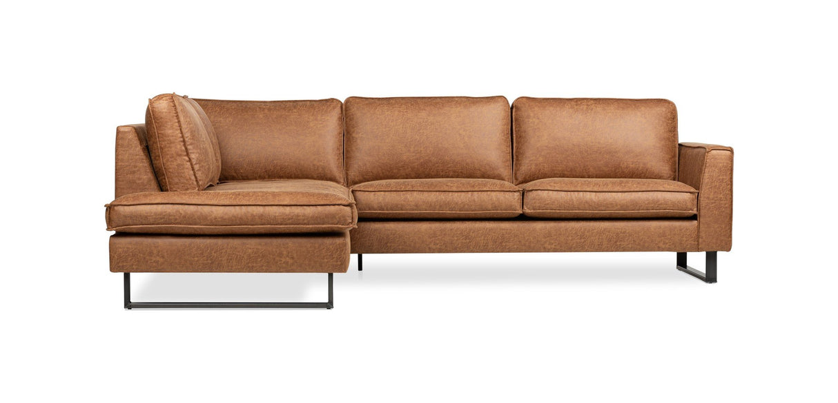 Sofa Tulin DeGeBe Cognac Stoff Weiß Foto Vorderansicht