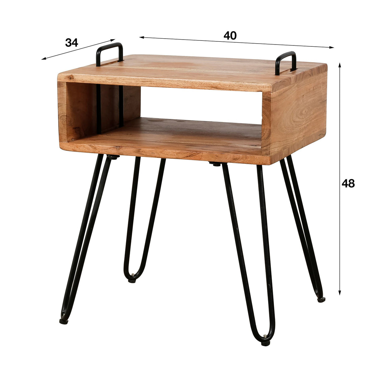 Nachttisch Aimée DH Interior Akazie LxBxH 45x39x17 Akazienholz Weiß Foto Größenangabe
