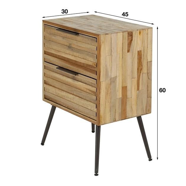 Nachttisch Sven DH Interior Weathered LxBxH 64x49x34 Teak White Foto Größenangabe
