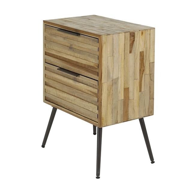 Nachttisch Sven DH Interior Weathered LxBxH 64x49x34 Teak Weiß Foto diagonale Vorderansicht