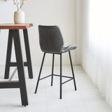 Barhocker Schönes Kunstleder Dimehouse Anthrazit LxBxH 82x54x52 Kunstleder Stimmungsvolle Fotodiagonale Rückansicht