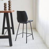 Barhocker Schönes Kunstleder Dimehouse Schwarz LxBxH 84x54x52 Kunstleder Stimmungsvolle Fotodiagonale Rückansicht