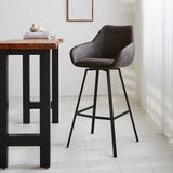 Barhocker Elise Ecoleather Dimehouse Anthrazit LxBxH 88x61x54 Öko-Leder Stimmungsvolles Foto diagonal von vorne
