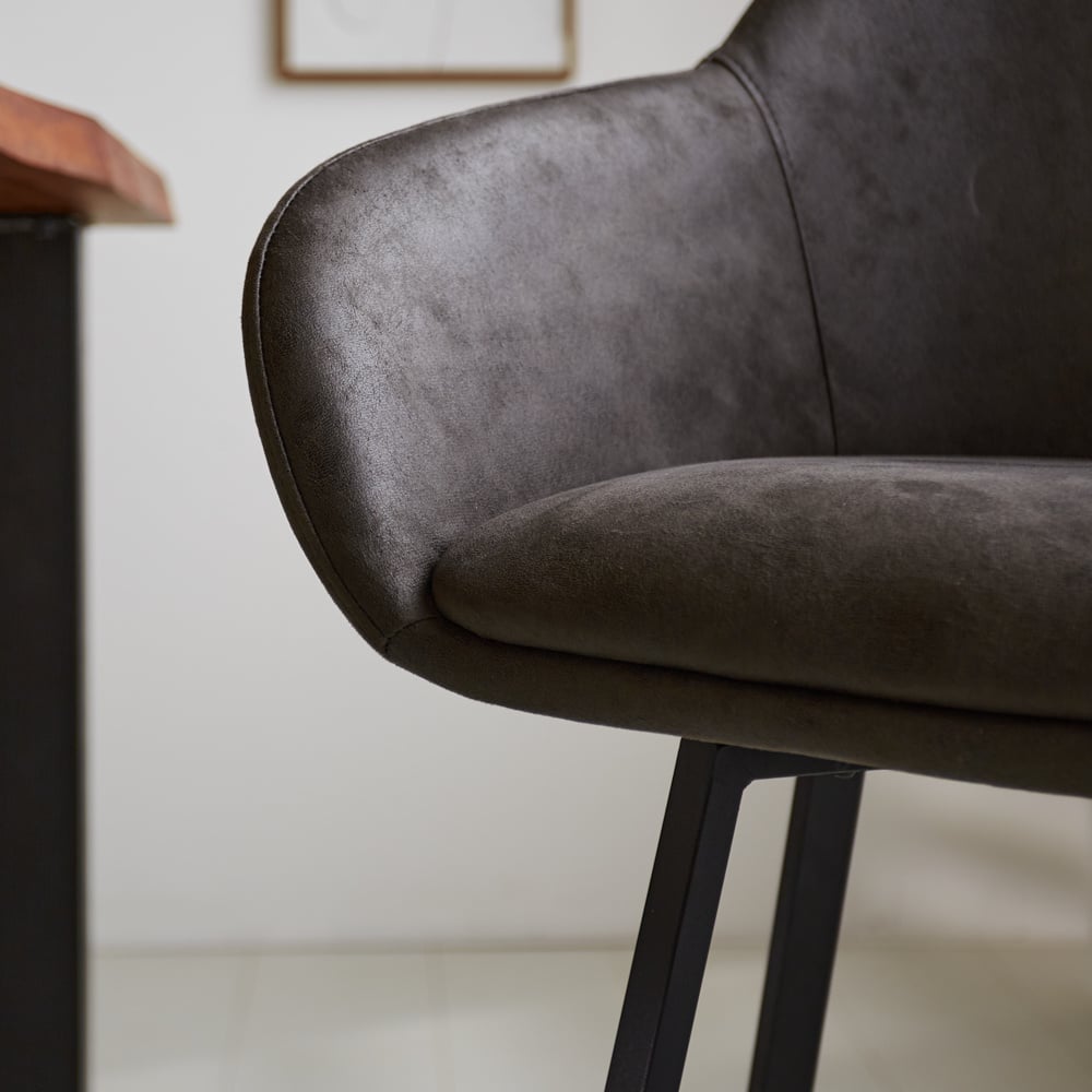 Barhocker Elise Ecoleather Dimehouse Anthrazit LxBxH 88x61x54 Öko-Leder Stimmungsvolles Fotodetail