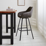 Barhocker Elise Ecoleather Dimehouse Anthrazit LxBxH 88x61x54 Öko-Leder Stimmungsvolle Foto-Seitenansicht