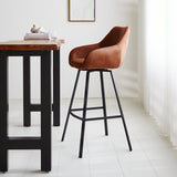 Barhocker Elise Ecoleather Dimehouse Cognac LxBxH 88x61x54 Öko-Leder Stimmungsvolle Foto-Seitenansicht