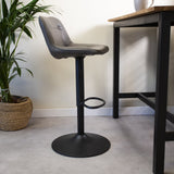 Barhocker Jason Dimehouse Anthrazit LxBxH 82x52x39 Kunstleder Stimmungsvolle Foto-Seitenansicht