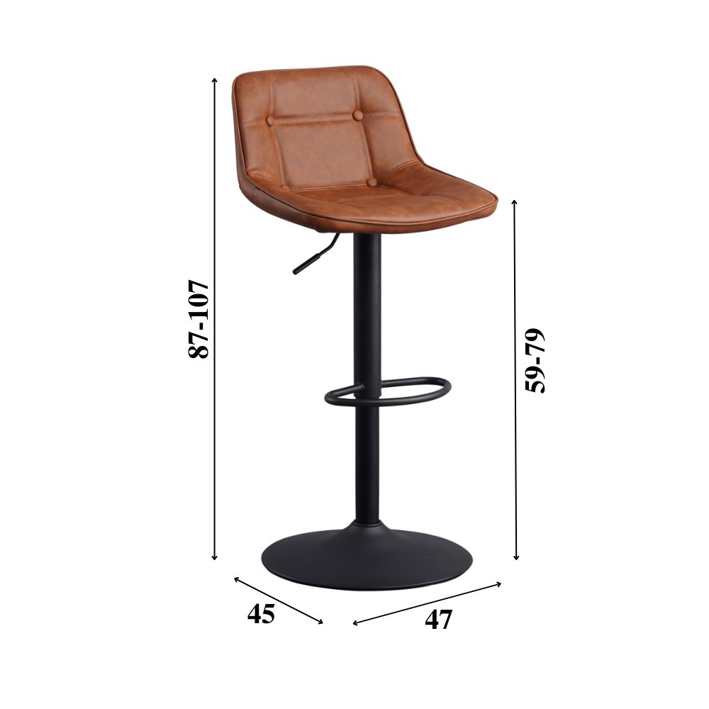Barhocker Jason Dimehouse Cognac LxBxH 82x52x39 Kunstleder Weiße Fotogrößenangabe