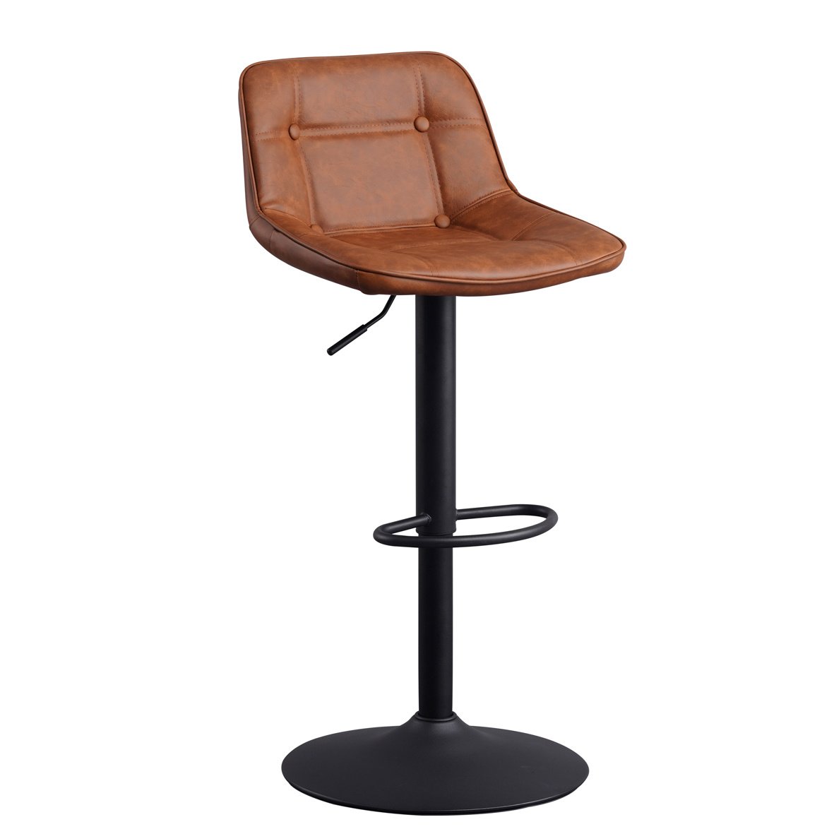 Barhocker Jason Dimehouse Cognac LxBxH 82x52x39 Kunstleder Weißes Foto diagonale Vorderansicht