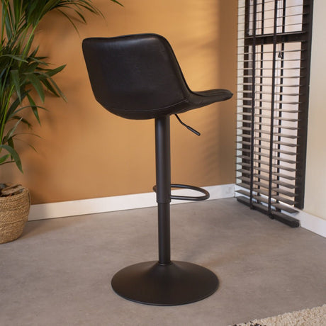 Barhocker Jason Dimehouse Schwarz LxBxH 82x52x39 Kunstleder Stimmungsvolle Fotodiagonale Rückansicht