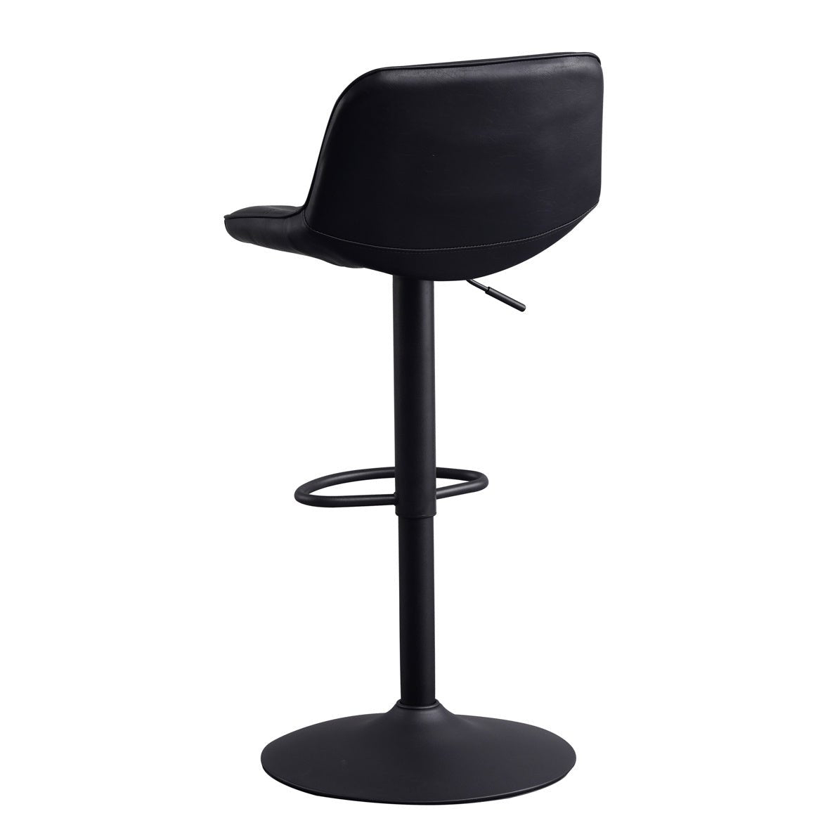 Barhocker Jason Dimehouse Schwarz LxBxH 82x52x39 Kunstleder Weißes Foto diagonale Rückansicht