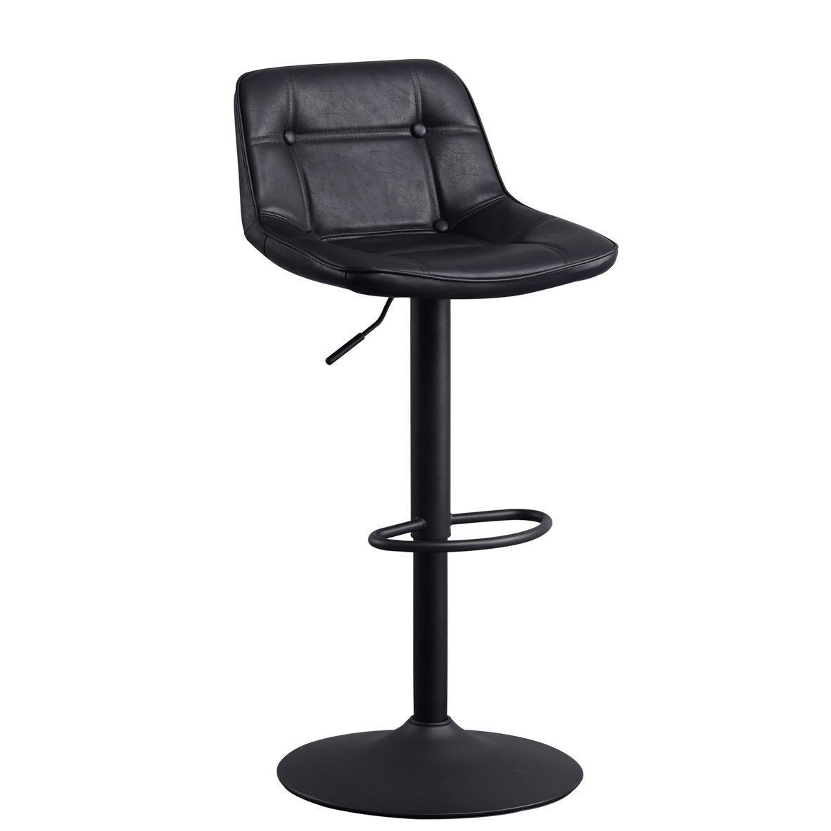 Barhocker Jason Dimehouse Schwarz LxBxH 82x52x39 Kunstleder Weißes Foto diagonale Vorderansicht