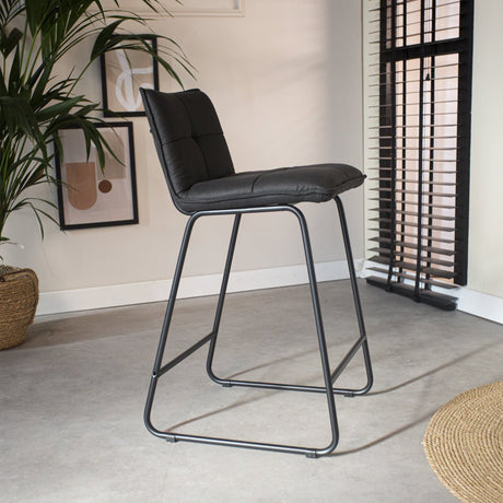 Barhocker Jelle Dimehouse Anthrazit LxBxH 63x56x49 Mikrofaser Stimmungsvolle Foto-Seitenansicht