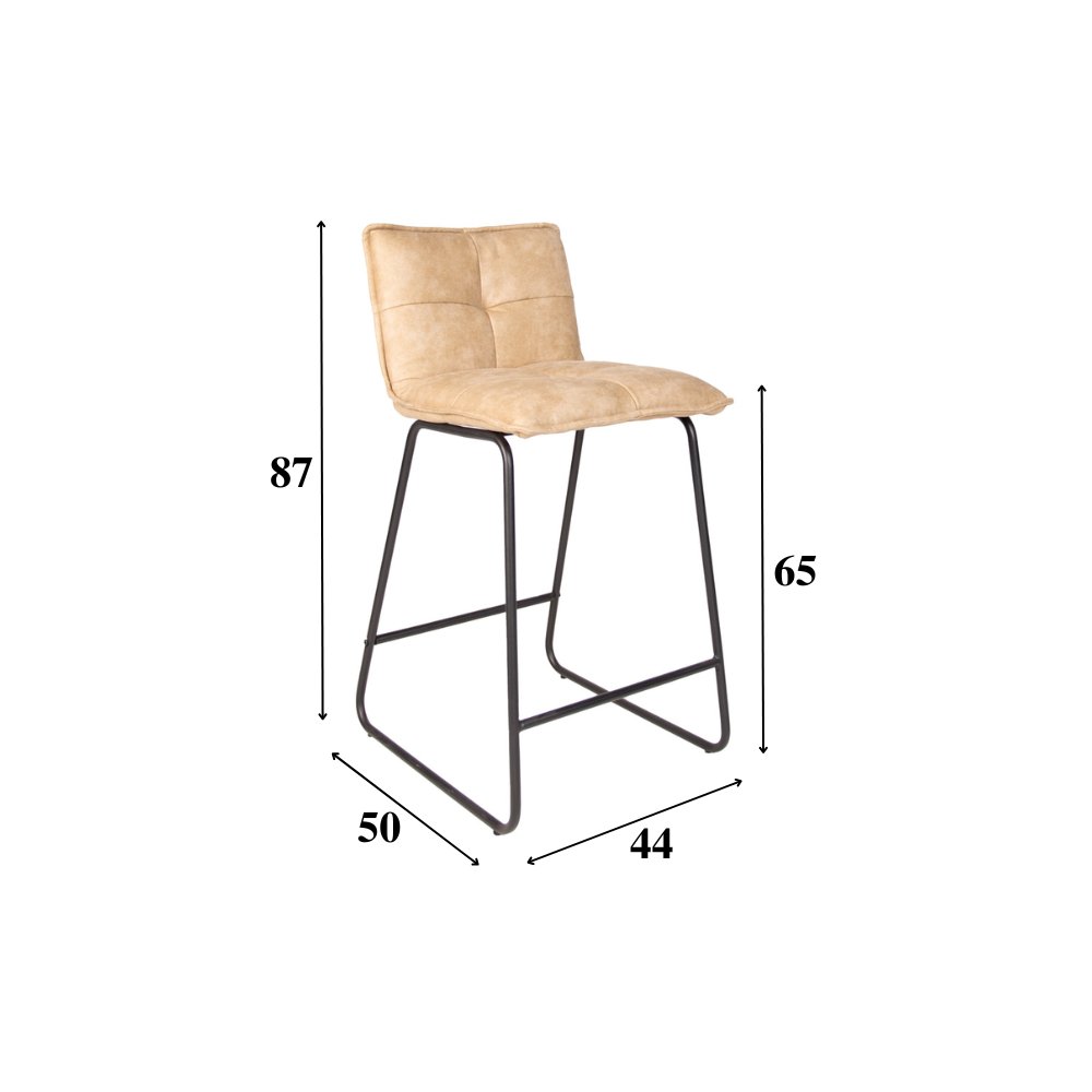 Barhocker Jelle Dimehouse Champagner LxBxH 63x56x49 Mikrofaser Weiß Fotogrößenangabe