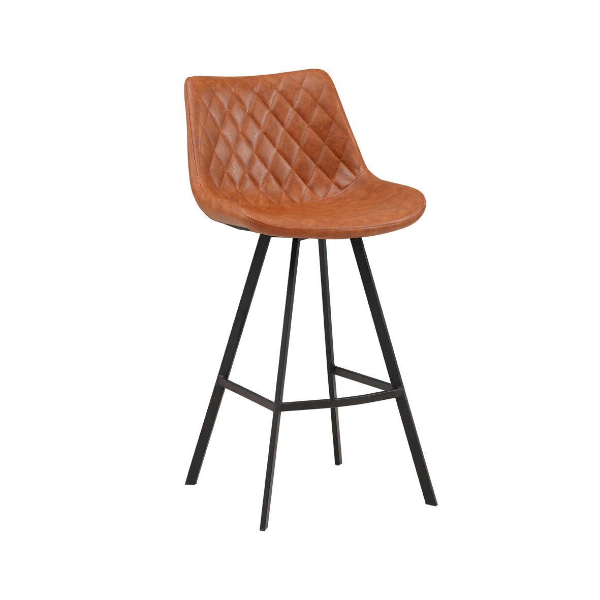 Barhocker Juno Dimehouse Cognac LxBxH 86x56x56 Kunstleder Weißes Foto diagonale Vorderansicht