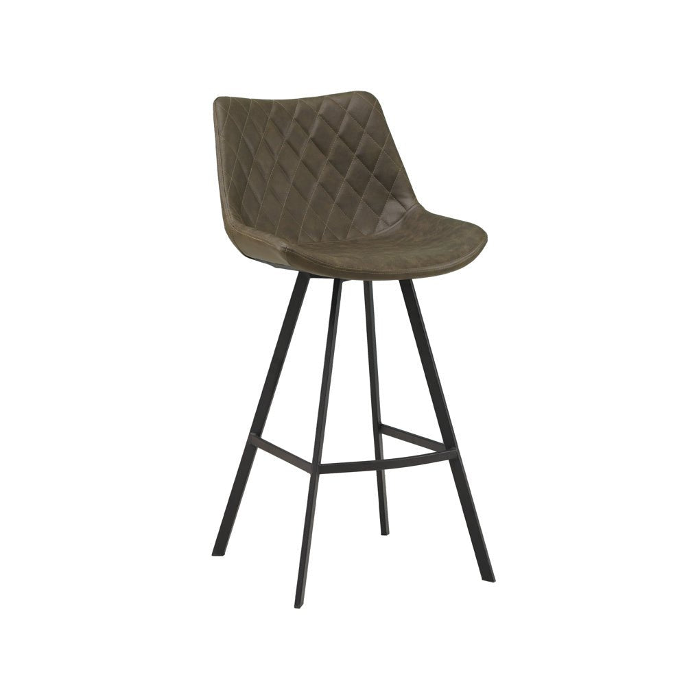 Barhocker Juno Dimehouse Taupe LxBxH 86x56x56 Kunstleder Weißes Foto diagonale Vorderansicht