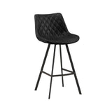 Barhocker Juno Dimehouse Schwarz LxBxH 86x56x56 Kunstleder Weißes Foto diagonale Vorderansicht