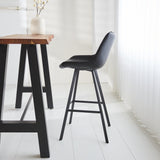 Barhocker Juno Dimehouse Schwarz LxBxH 86x56x56 Kunstleder Stimmungsvolle Foto-Seitenansicht