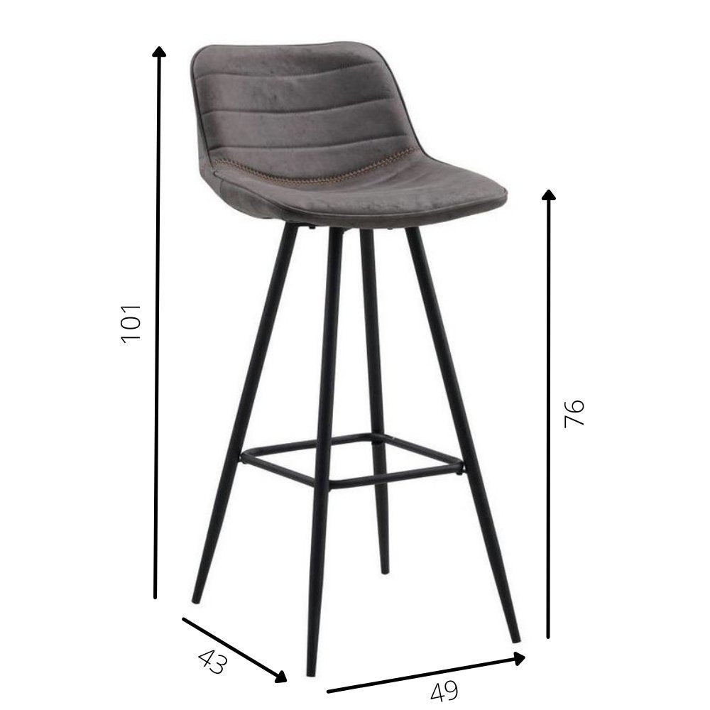 Barhocker Kenton Dimehouse Anthrazit LxBxH 84x54x49 Mikrofaser Weiß Fotogrößenangabe
