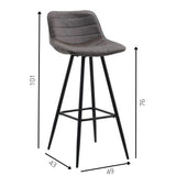 Barhocker Kenton Dimehouse Anthrazit LxBxH 84x54x49 Mikrofaser Weiß Fotogrößenangabe