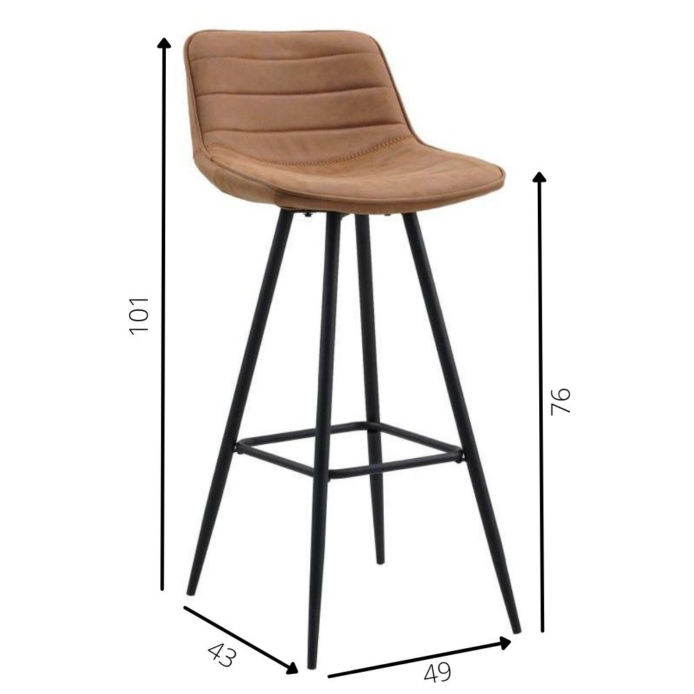 Barhocker Kenton Dimehouse Cognac LxBxH 84x54x49 Mikrofaser Weiß Fotogrößenangabe
