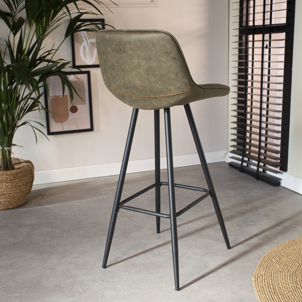 Barhocker Kenton Dimehouse Grün LxBxH 84x54x49 Mikrofaser Stimmungsvolle Fotodiagonale Rückansicht