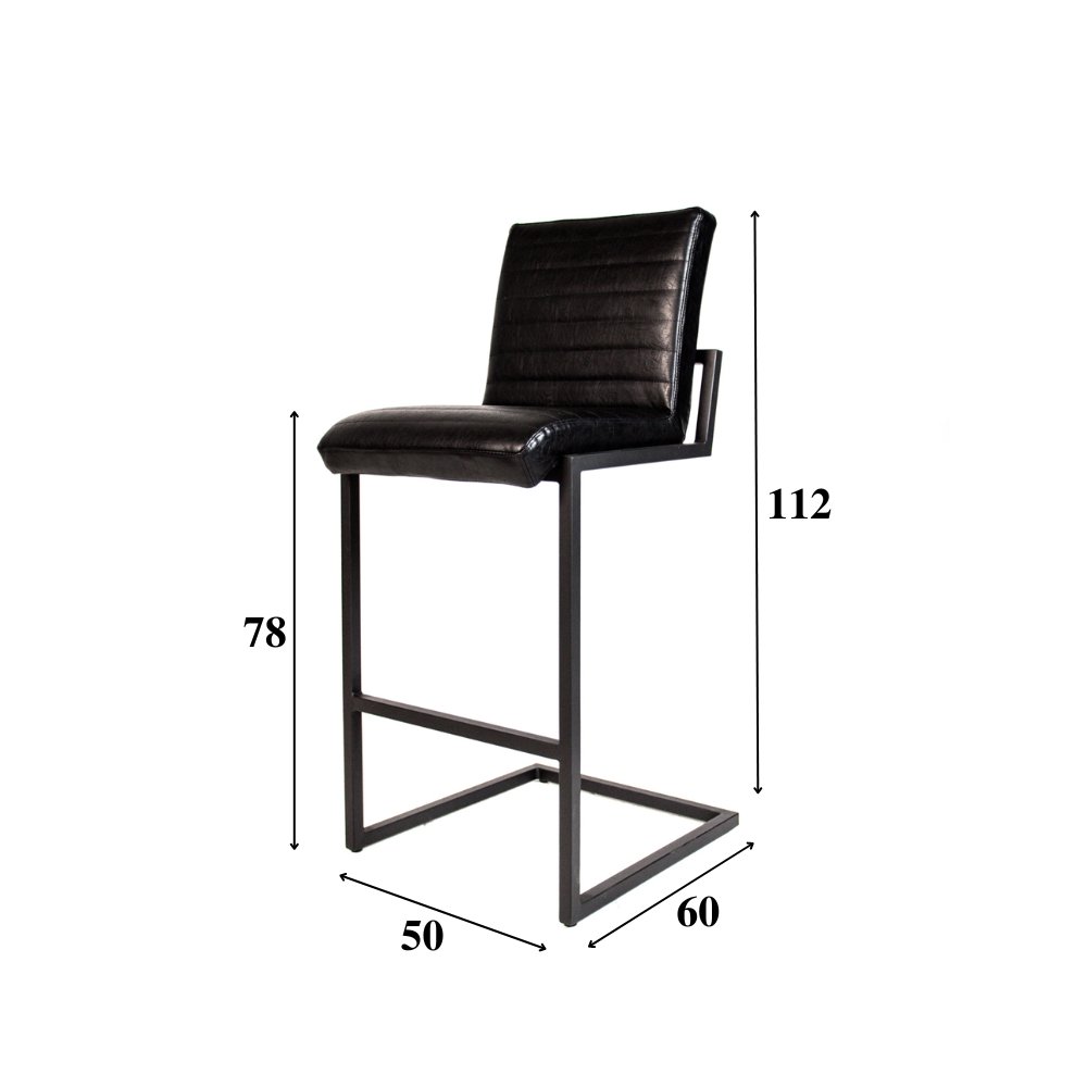 Barhocker Kuba Dimehouse Schwarz LxBxH 93x58x53 Kunstleder Weiße Fotogrößenangabe