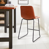 Barhocker Mark Kunstleder Dimehouse Cognac LxBxH 79x65x54 Kunstleder Stimmungsvolles Foto schräge Rückansicht