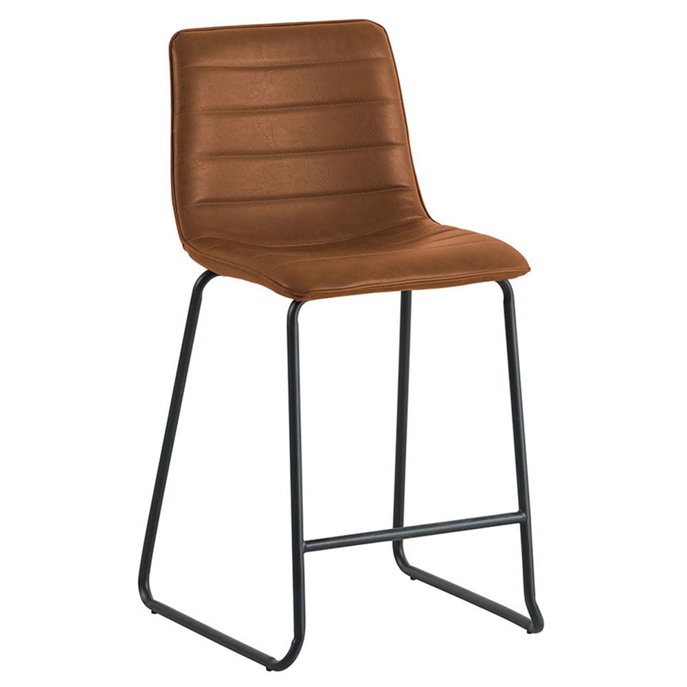 Barhocker Mark Kunstleder Dimehouse Cognac LxBxH 79x65x54 Kunstleder Weißes Foto diagonale Vorderansicht