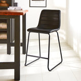 Barhocker Mark Kunstleder Dimehouse Schwarz LxBxH 79x65x54 Kunstleder Stimmungsvolles Foto diagonal von vorne