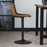 Barhocker Boran Dimehouse Cognac LxBxH 55x54x53 Öko-Leder Stimmungsvolle Foto-Seitenansicht