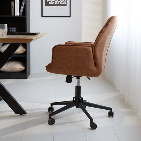Bürostuhl Novan Dimehouse Cognac LxBxH 72x63x58 Stoff Stimmungsvolle Foto-Seitenansicht