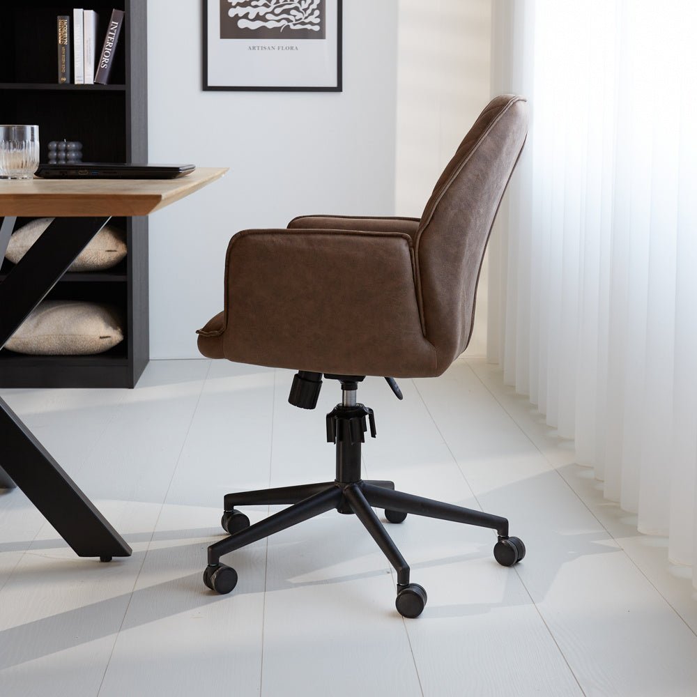 Bürostuhl Novan Dimehouse Taupe LxBxH 72x63x58 Stoff Stimmungsvolle Foto-Seitenansicht