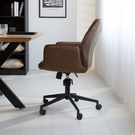Bürostuhl Novan Dimehouse Taupe LxBxH 72x63x58 Stoff Stimmungsvolle Foto-Seitenansicht