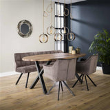 Esszimmerbank Romy DH Interior Anthrazit LxBxH 196x81x58 Samt Stimmungsvolles Foto diagonal von vorne