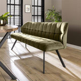 Esszimmerbank Romy DH Interior Grün LxBxH 188x59x48 Samt Stimmungsvolles Foto diagonal von vorne