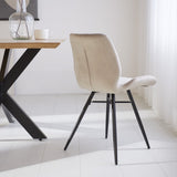 Esszimmerstuhl Schöner Samt Dimehouse Beige LxBxH 71x67x49 Stoff Stimmungsvolle Fotodiagonale Rückansicht