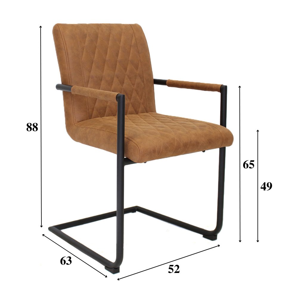 Esszimmerstuhl Dekan Dimehouse Cognac LxBxH 70x58x57 Stoff Weiß Fotogrößenangabe