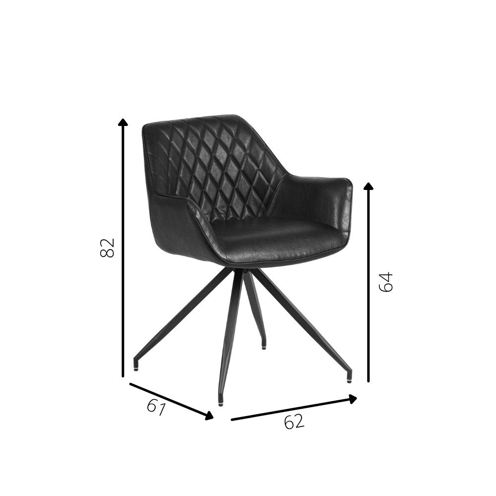 Esszimmerstuhl Gian Dimehouse Schwarz LxBxH 73x65x50 Kunstleder Weiße Fotogrößenangabe