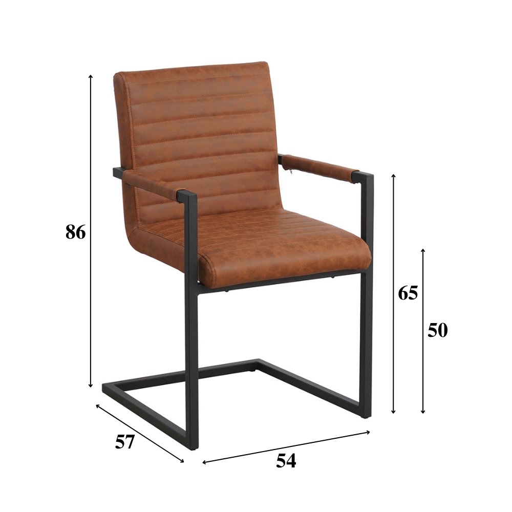 Esszimmerstuhl Kuba Dimehouse Cognac LxBxH 71x59x58 Kunstleder Weißfoto Größenangabe