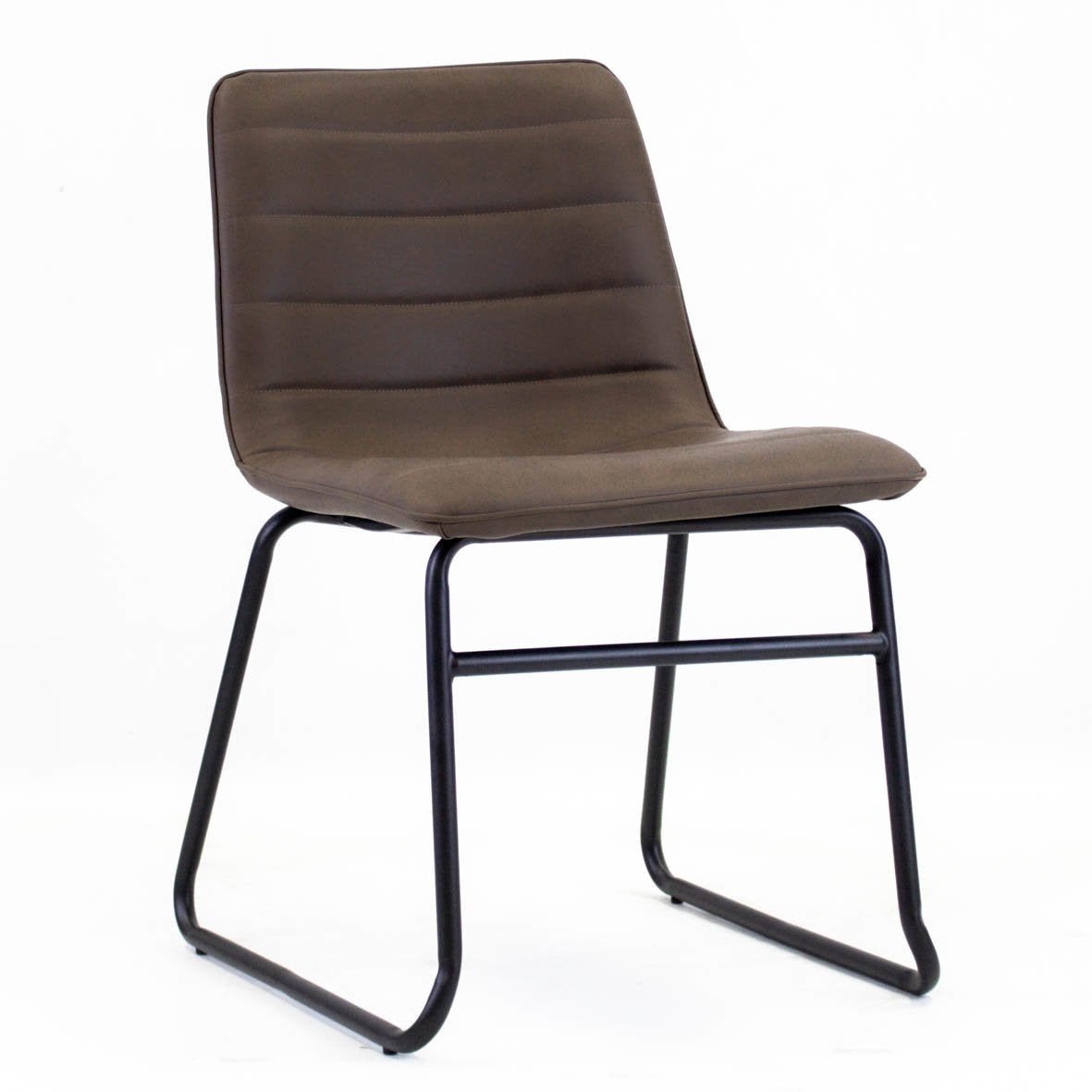Esszimmerstuhl Mark Dimehouse Taupe LxBxH 74x56x54 Kunstleder Weißes Foto diagonale Vorderansicht