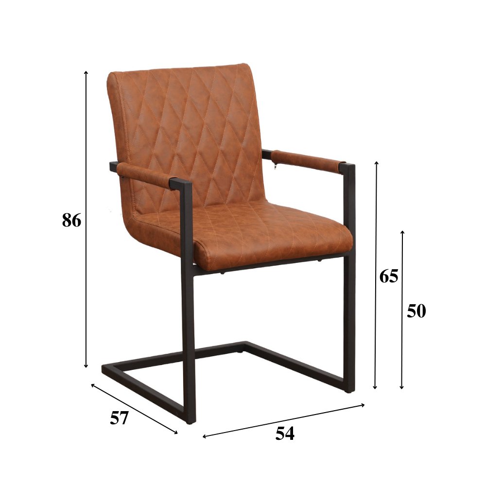Esszimmerstuhl Ruben Dimehouse Cognac LxBxH 71x59x58 Kunstleder Weißfoto Größenangabe