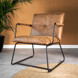 Sessel Hailey Ökoleder Dimehouse Cognac LxBxH 66x64x37 Öko-Leder Stimmungsvolles Foto diagonale Vorderansicht