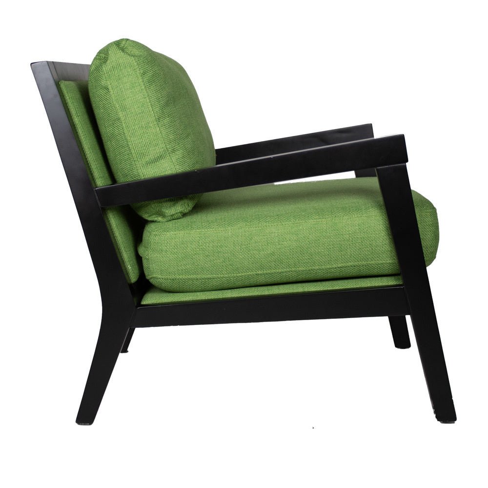 Sessel Morris Dimehouse Grün LxBxH 111x86x72 Stoff Weißes Foto Seitenansicht