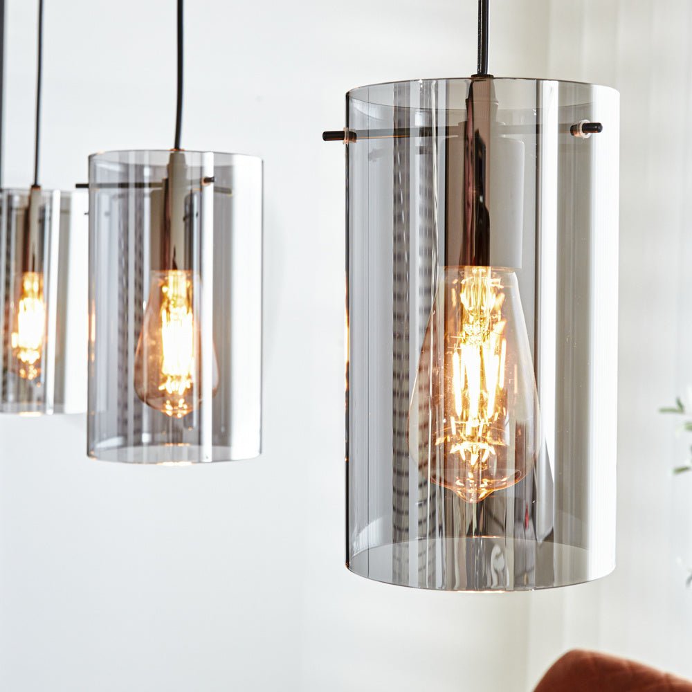 Hängelampe Hugo Dimehouse Anthrazit LxBxH 102x26x19 Glas Stimmungsvolles Foto-Farbmuster