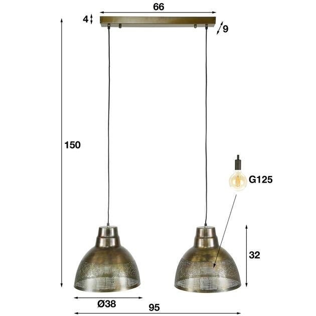 Hängelampe Luisa DH Interior Bronze LxBxH 79x42x37 Bronze Weiß Fotogrößenangabe
