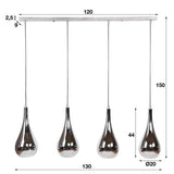 Hängelampe Mex DH Innenraum verchromt LxBxH 124x61x32 Glas Weiß Fotogrößenangabe