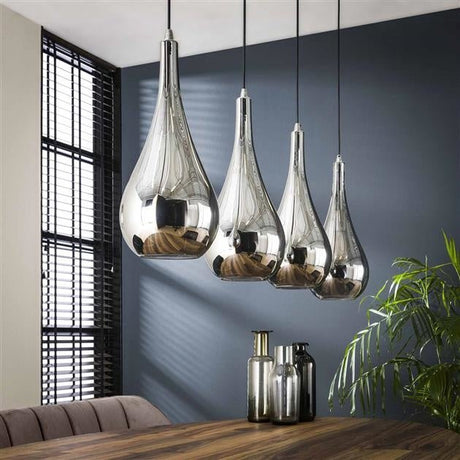 Hängelampe Mex DH Innenraum verchromt LxBxH 124x61x32 Glas Stimmungsvolles Foto diagonale Vorderansicht